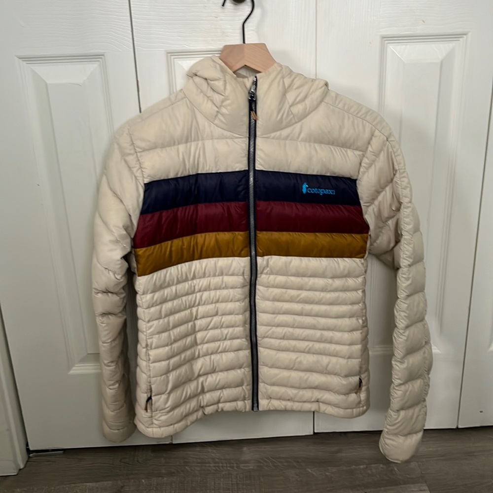 Cotopaxi Womens Fuego Down Jacket Cream Stripes